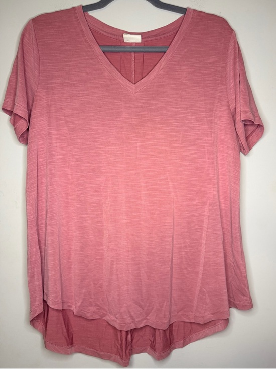 Mod Ref Tops - Mod Ref Soft Muave Heathered V-Neck High Low Hem Short Sleeve Tee Size M